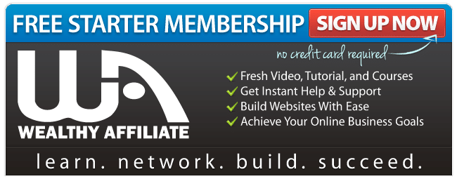 How to learn Pay-per-click Marketing For Free - Wealthy Affiliate University Free Starter Membership Sign up now page.